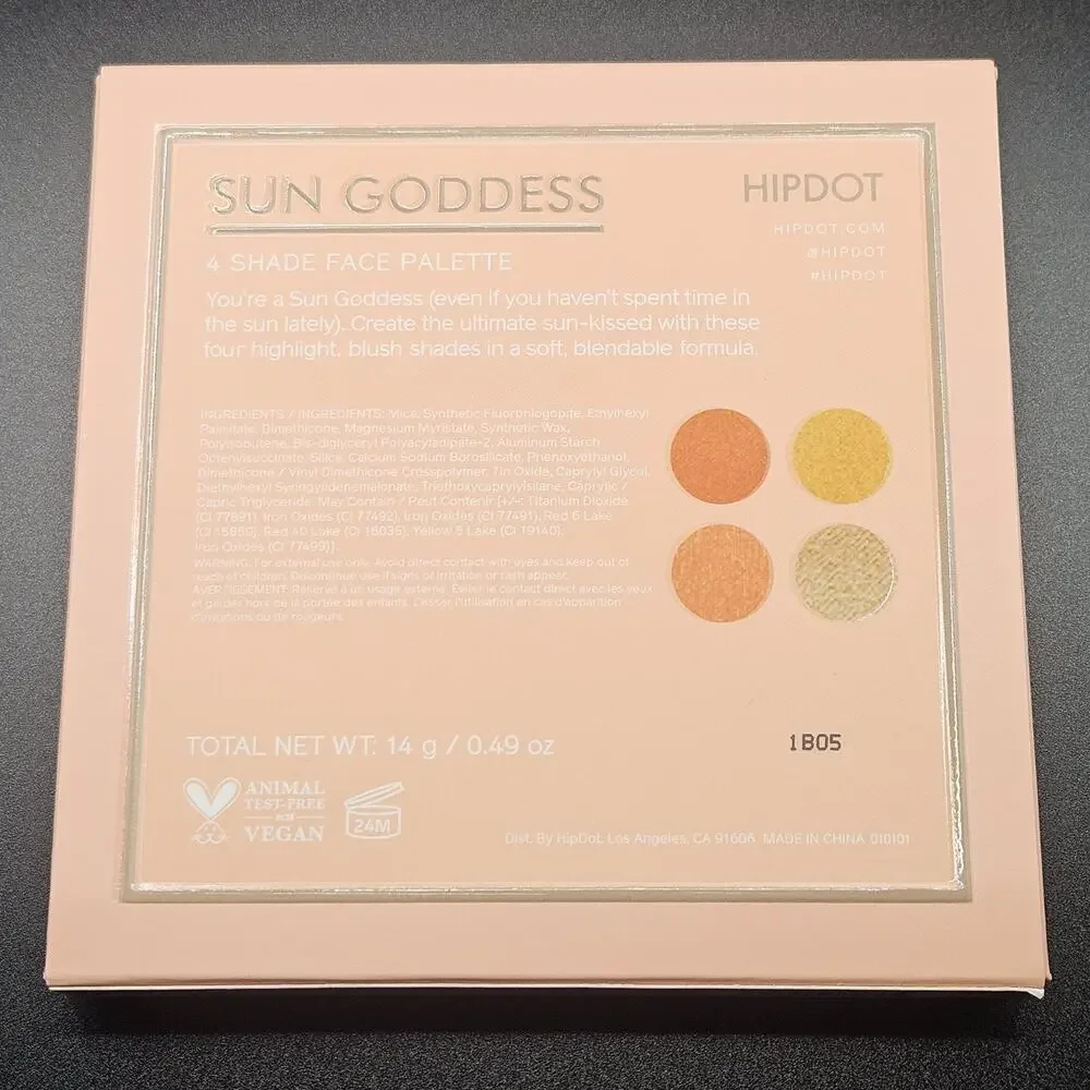 HipDot Sun Goddess 4 Shade Face Palette Blush Highlighter Vegan New